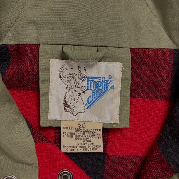 VTG Trophy Club Womens Hunting Jacket Green Sz XL Barn Flannel Lined Cargo Coat - Picture 5 of 11